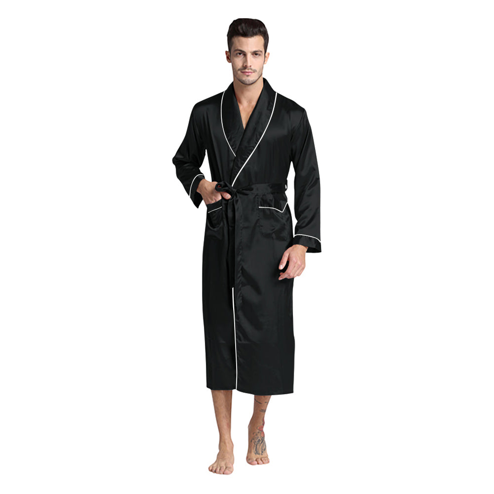 Black Silky Satin Robe