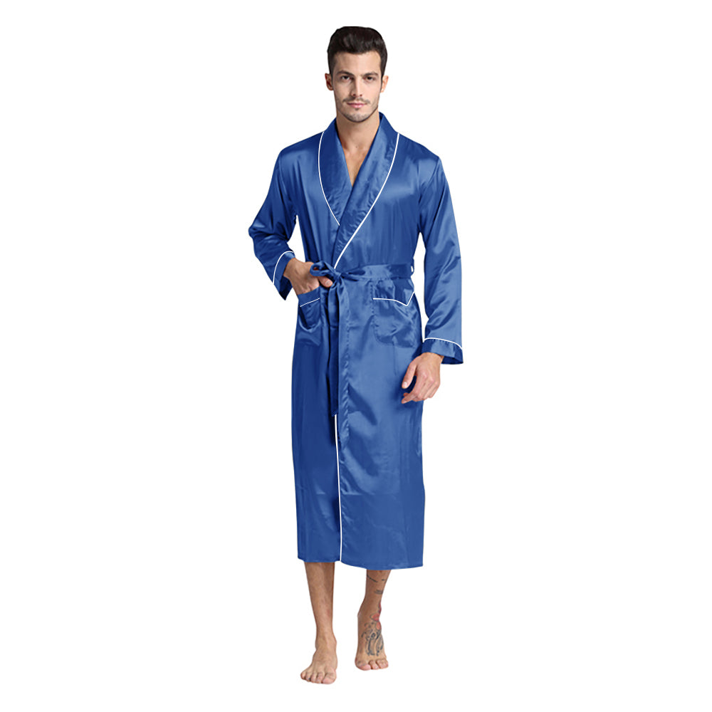 Blue Silky Satin Robe