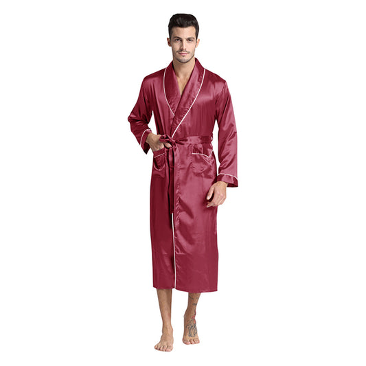 Burgundy Silky Satin Robe