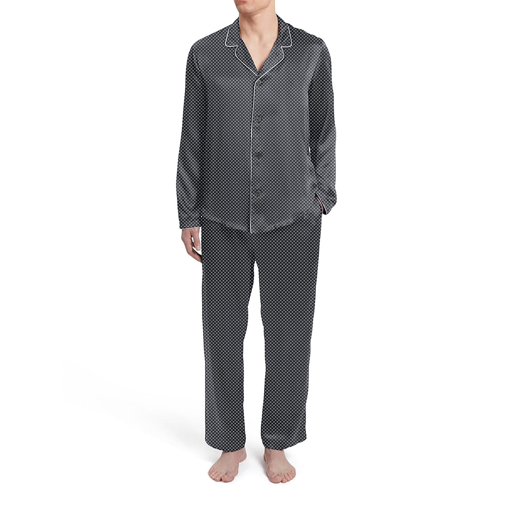 Mens Diamond Silky Satin Pajama Set