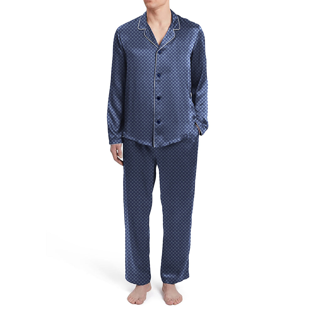 Mens Diamond Silky Satin Pajama Set