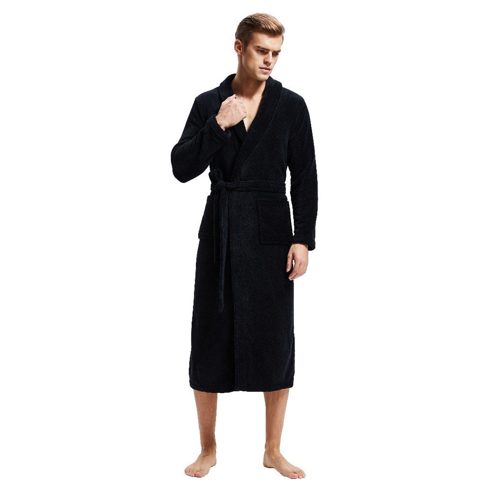 Black Shawl Collar Fleece Robe