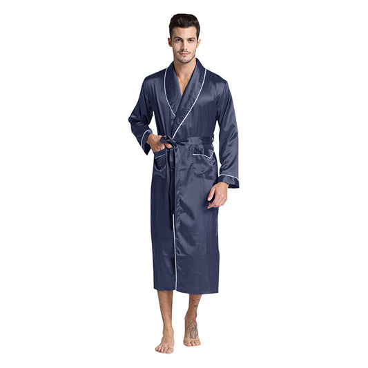 Midnight Blue Silky Satin Robe