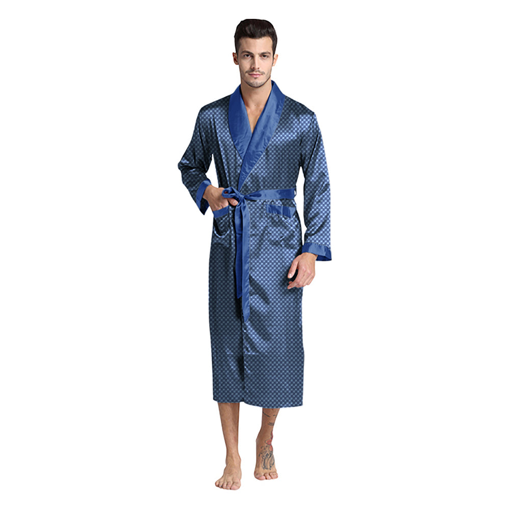 Blue Diamond Silky Satin Robe