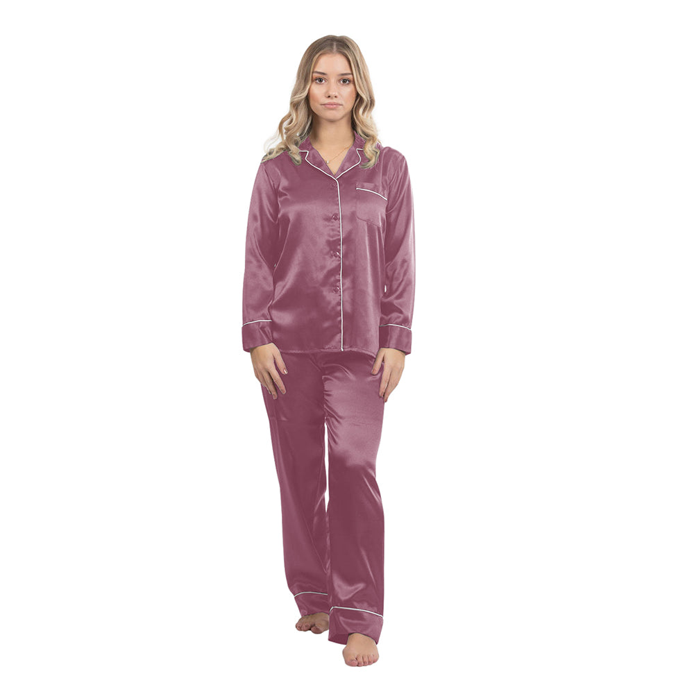 Satin Pajama Sets - Rose Pink