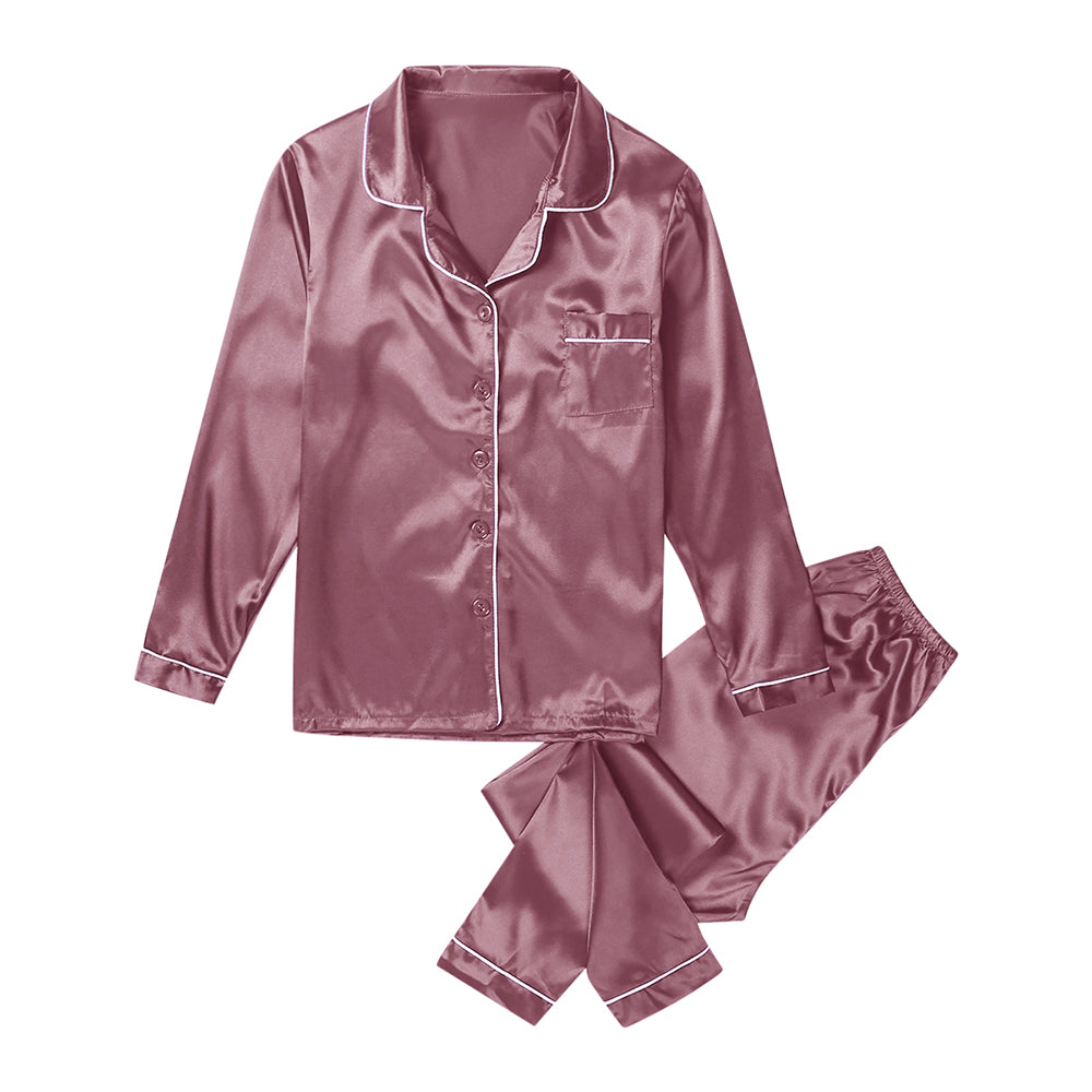 Satin Pajama Sets - Rose Pink
