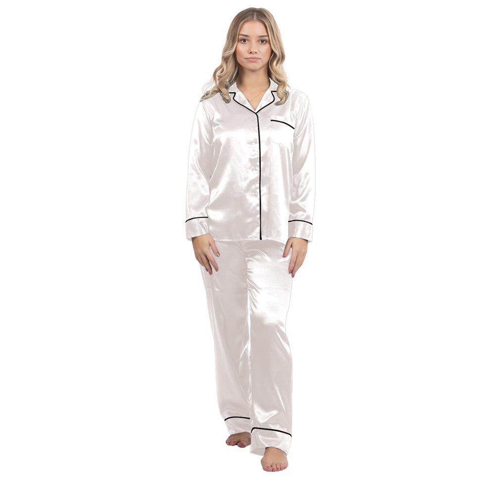 Satin Pajama Set - White