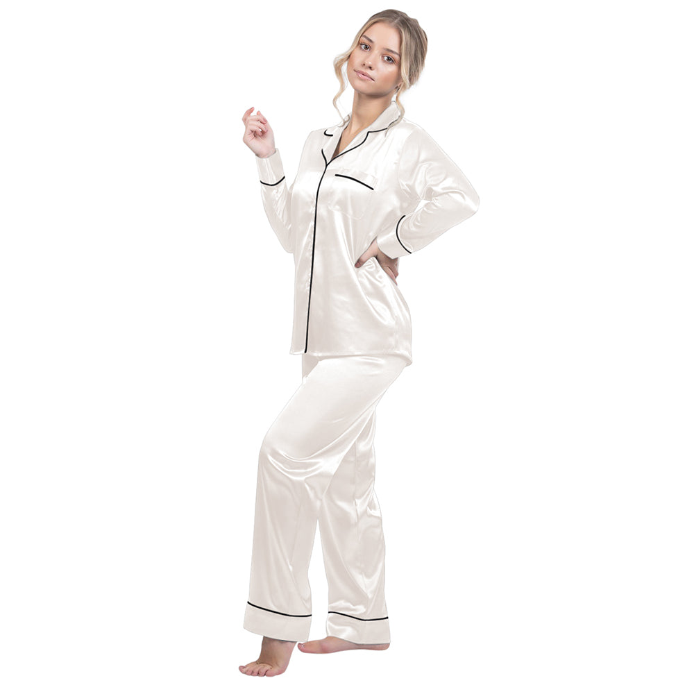 Satin Pajama Set - White