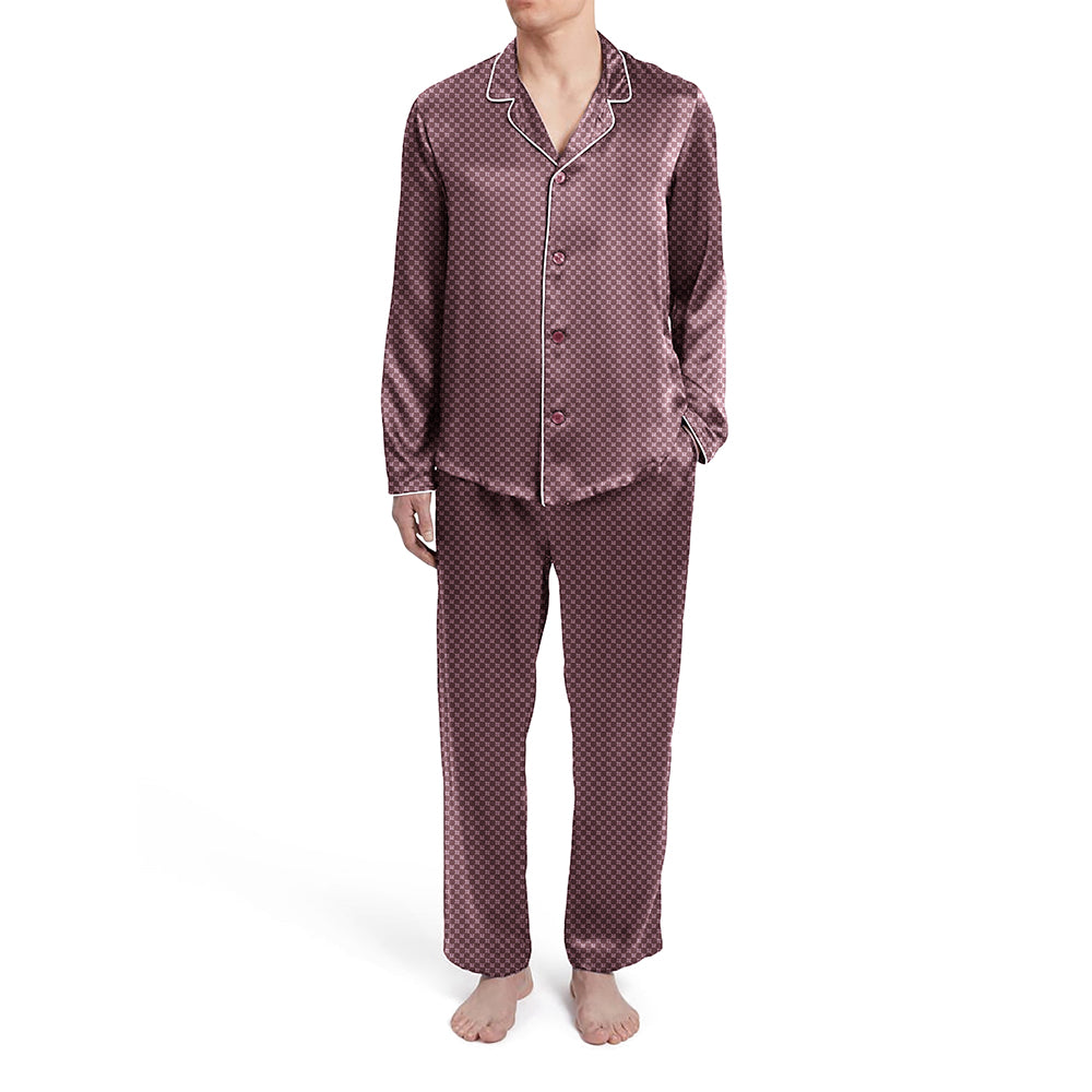 Mens Diamond Silky Satin Pajama Set