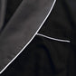 Heavyweight Black Silky Satin Robe with Contrasting  Grey Shawl Collar