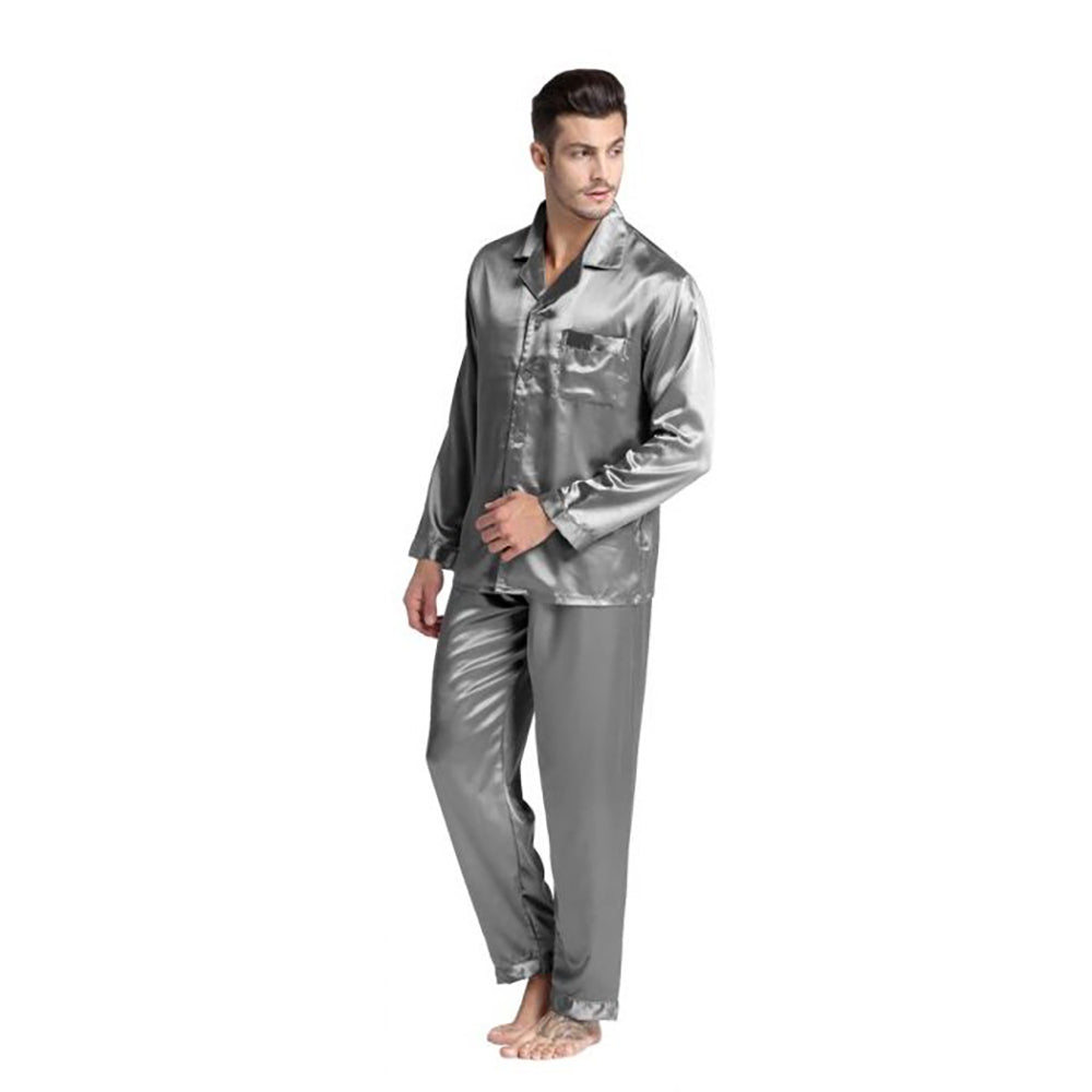 Silky Satin Pajama Set for Men - Grey