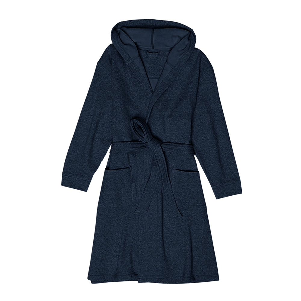 Hooded Sweatshirt Style Robe - Navy Blue