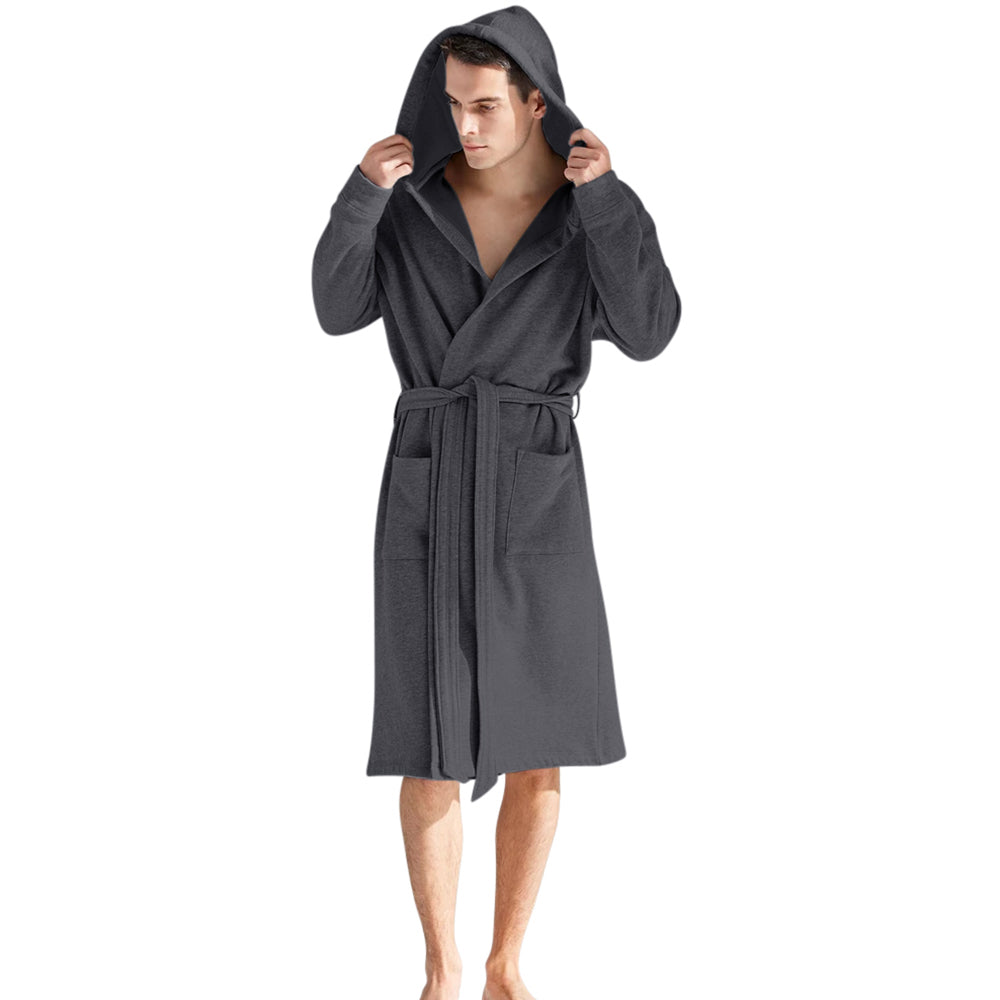 Hooded Sweatshirt Style Robe - Grey