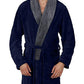 Fleece Bathrobes with Featured Shawl Collar - Navy & Grey