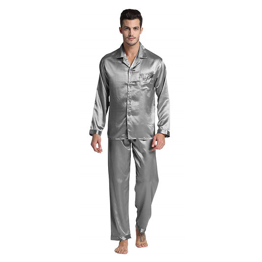 Silky Satin Pajama Set for Men - Grey