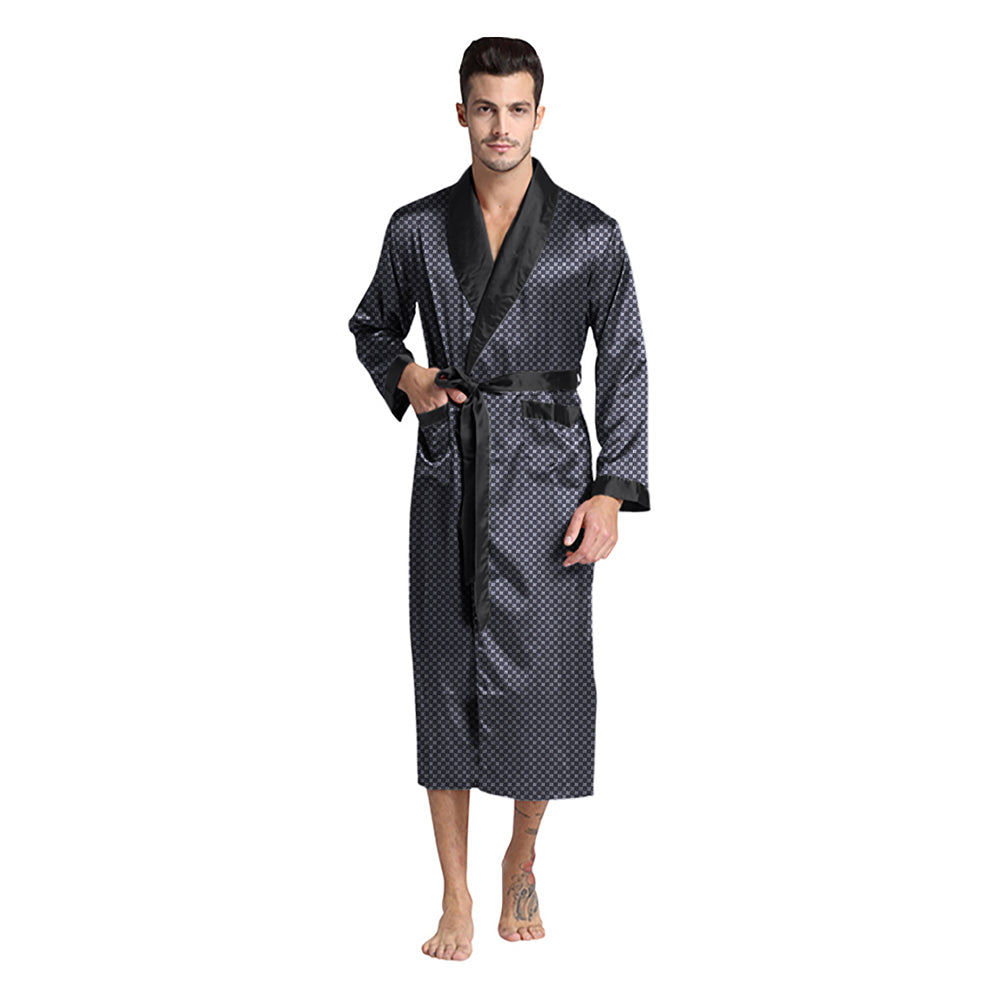Black Diamond Silky Satin Robe – LuxuRobes.com