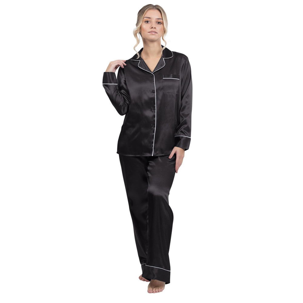 Black silk pajama set