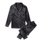 Silky Satin Pajama Sets - Black