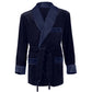 Velvet Smoking Jacket - Navy with Blue Quilted Collar