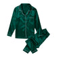 Satin Pajama Sets with contrast piping for women - Green