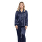 Satin Pajama Sets with contrast piping for women - Navy Blue