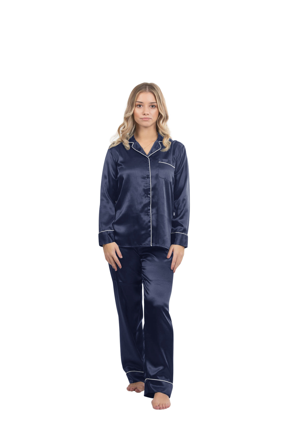 Valentina Kova Silk Pajama Set Blue Bonnet / XL