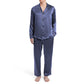 Mens Navy Striped Silky Satin Pajama Set