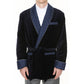 Velvet Smoking Jacket - Navy with Blue Quilted Collar