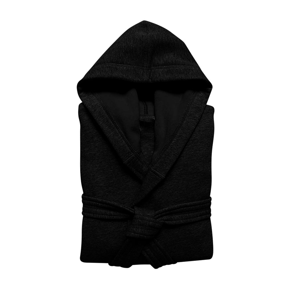 Hooded Sweatshirt Style Robe - Black