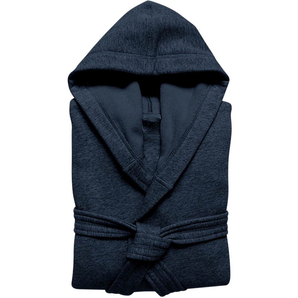 Hooded Sweatshirt Style Robe - Navy Blue