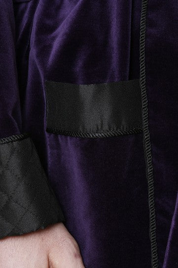 Velvet Smoking Jacket - Regal Purple with Black Quilted Collar