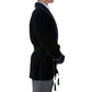 Velvet Smoking Jacket - Navy with Blue Quilted Collar on