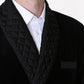 Velvet Smoking Jacket - Black with Quilted Collar